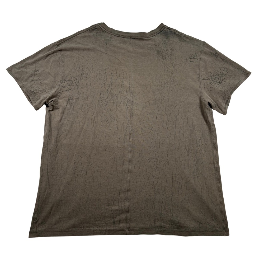 Lululemon T-Shirt Mens XL Crackle Print Olive Brown Faded Gym Athleisure Active